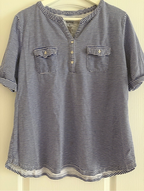 croft & barrow Tops - Croft and Barrow Navy & White Striped Henley Shirt for Women